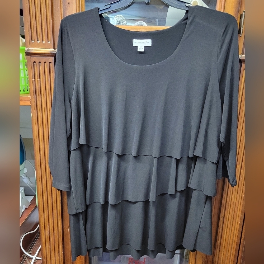 Susan Graver 1X Black Three Layer Top